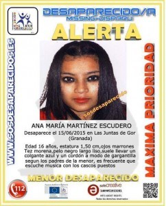 Menor desaparecida en Granada
